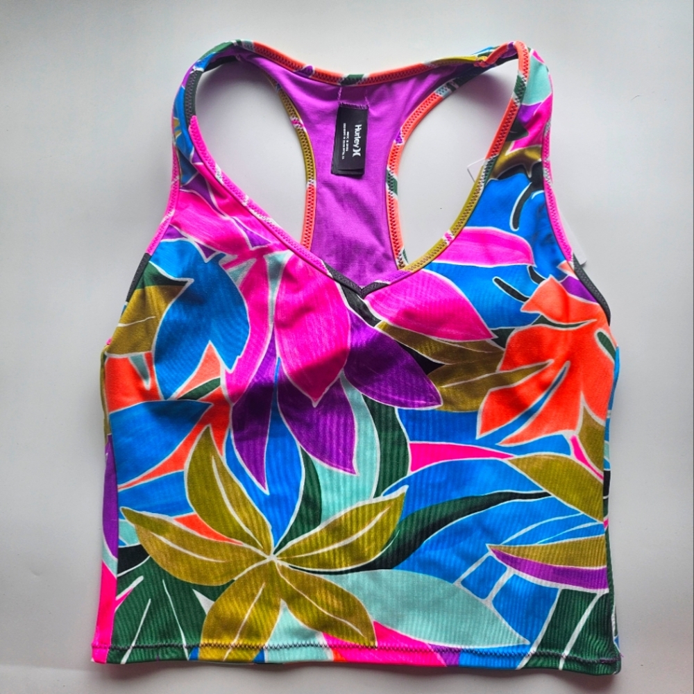 Hurley Purple and Orange Tankini Swim Top